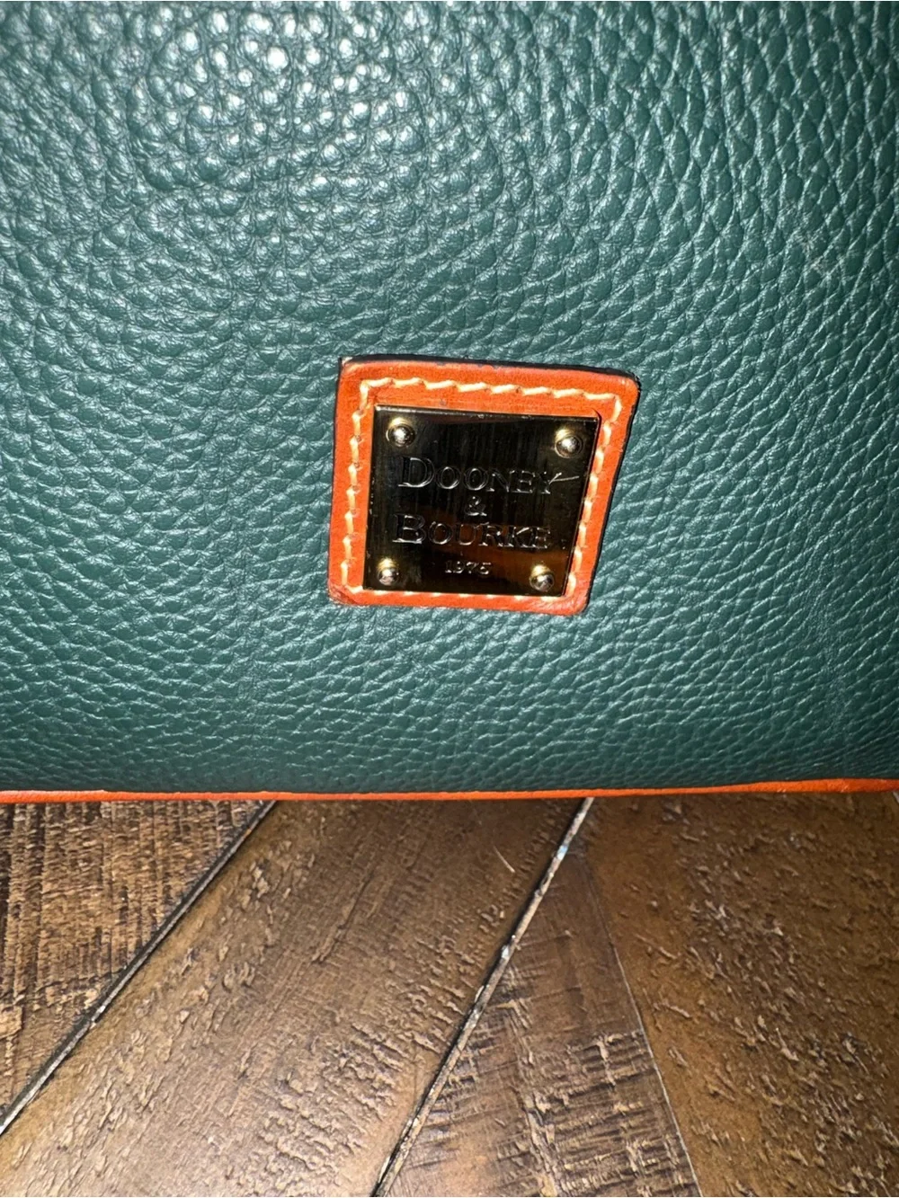 Dooney & Bourke Pebble Grain Leather Crossbody | Forest Green & British Tan - Picture 3 of 8